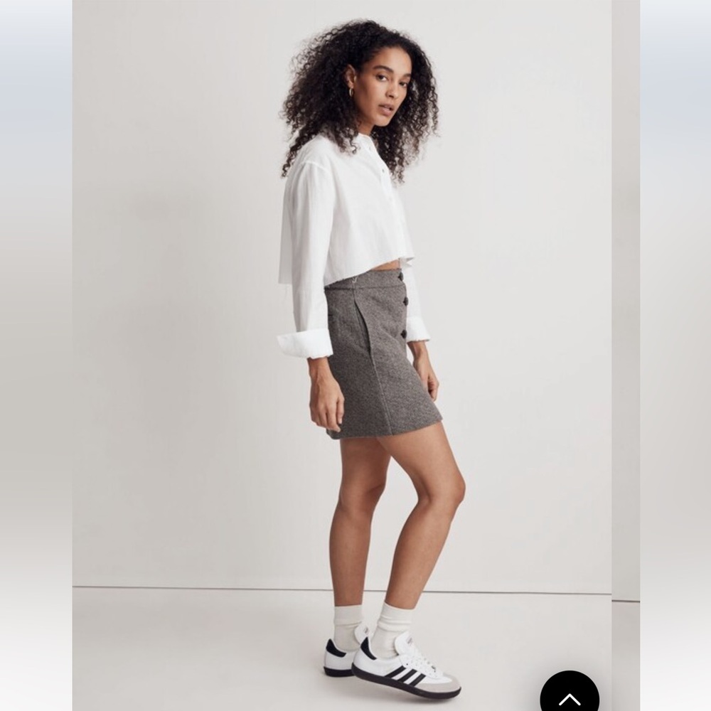 Madewell Button-Front Mini Skirt in Yarn-Dyed Geo, NWT! - Picture 3 of 15